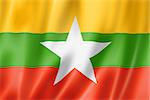 Burma Myanmar flag, three dimensional render, satin texture