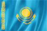 Kazakhstan flag, three dimensional render, satin texture