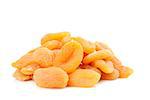 Dried apricots isolated on white background. Shallow dof