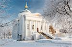 The temple in the historic center of Yaroslavl shot in cold winter