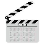 calendar for 2013,  movie clapper board. Vector Illustration.