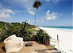 bean bag chair a view of the beautiful  beach of tulum  yucatan mexico