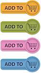 Shopping leather buttons. Add to cart icons. Vector illustration