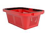 Red shopping basket. Isolated render on a white background