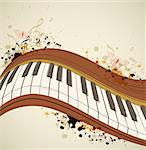 Music grunge background with piano and notes
