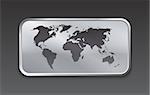 World map on brushed metal web elements. Vector illustration