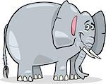 Cartoon Illustration of Cute Gray African Elephant