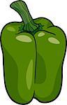 Cartoon Illustration of Green Pepper or Paprika Vegetable Food Object