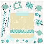 blue scrapbook kit with cute elements