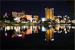 View on modern city at night (Adelaide, South Australia, Australia)