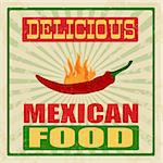 Mexican food vintage grunge poster, vector illustration