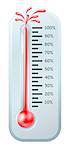 Illustration of a thermometer with the red alcohol bursting through the top.