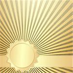 Old grunge paper with gold rays and gold line (vector EPS 10)