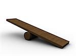 3d illustration of empty seesaw board, over white background