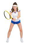 Confident female tennis player in stance