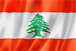 Lebanon flag, three dimensional render, satin texture