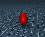 red easter egg on blue squared background - 3d illustration