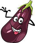 Cartoon Illustration of Funny Comic Eggplant Vegetable Food Character
