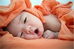 Newborn Asian baby girl awake, 7 days after birth