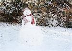 Snowman wearing hat and scarf