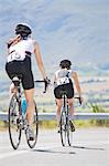 Cyclists in race on rural road