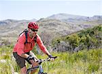 mountain biker in rural landscape