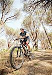 mountain biker on dirt path