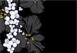 Floral illustration on black background