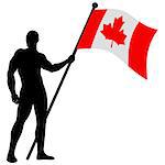 Vector illustration of a man holding the flag of Canada