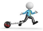3d people - man, person with chain ball. Concept of tax. Businessman.