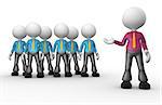 3d people - men, person showing his business work team. Businessmen