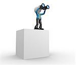 3d people - man, person with a binocular. Vision