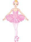 Illustration of posing beautiful pink ballerina
