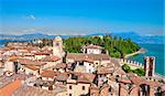 View of Sirmione roof houses on Garda Lake, Italy,