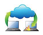 laptop cloud computing connection concept illustration design over white