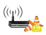 router and protection barrier illustration design over white