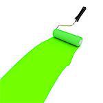 A Colourful 3d Rendered Green Paint Roller