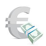 euro currency bills exchange concept illustration design over white