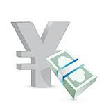 yen currency bills exchange concept illustration design over white