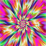 Digital abstract fractal image with a raspberry ripple design in pink and yellow with green and blue bits.