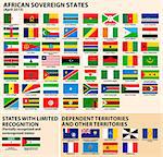 Vector set of Flags of sovereign states and other territories of Africa April 2013).