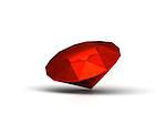 Beautiful ruby made in form of the diamond on a white background, 3D image
