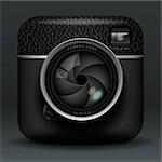 Total black photo camera icon, vector Eps10 illustration.