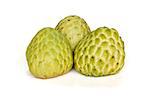 Tropical custard apple fruit on white background