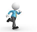 3d people - man, person running with a briefcase in hand. Businessman