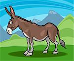 Cartoon Illustration of Funny Comic Donkey Farm Animal