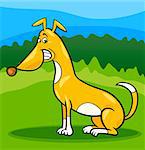 Cartoon Illustration of Funny Sitting Spotted Dog