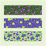 Set of Golorful Vector Floral Horizontal Banners. Flower Pattern