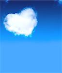 Heart from clouds in blue sky