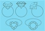 brilliant rings, diamond engagement rings, vector set